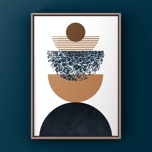 Scandinavian modern MCM boho abstract art print